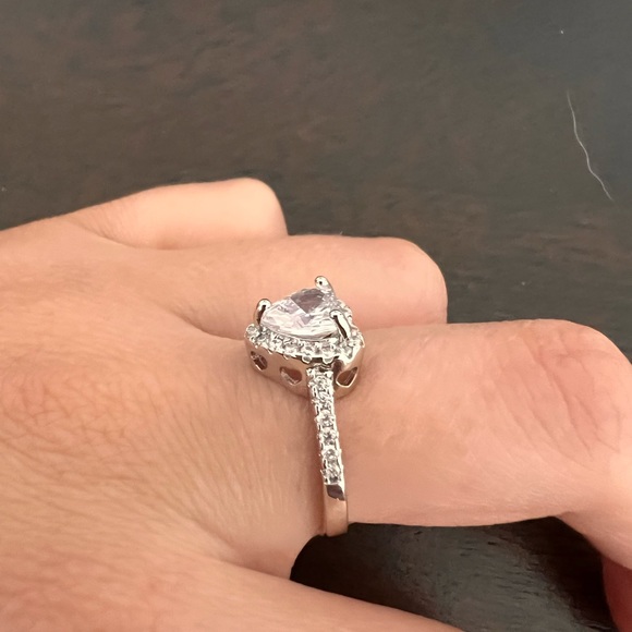 Exquisite Heart-Shaped Halo Ring with Pavé Diamond Band - Picture 17 of 17